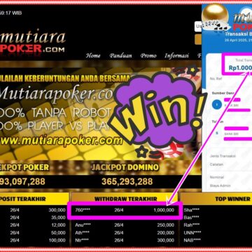 Bukti Withdraw (1,000,000,-) Member Setia Mutiarapoker