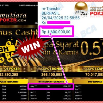Bukti Withdraw (1,600,000,-) Member Setia Mutiarapoker