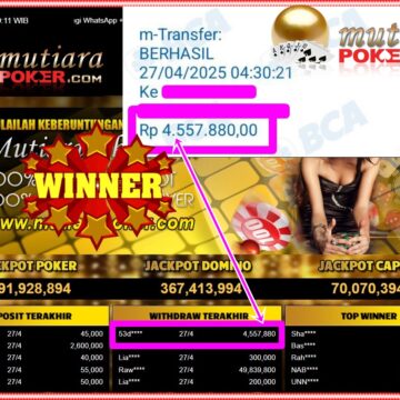 Bukti Withdraw (4,557,880,-) Member Setia Mutiarapoker