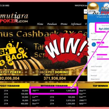 Bukti Withdraw ( 1,000,000,-) Member Setia Mutiarapoker