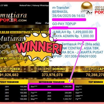 Bukti Withdraw ( 1,500,000,-) Member Setia Mutiarapoker