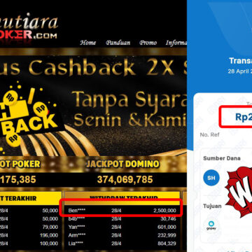 Bukti Withdraw (2,500,000,-) Member Setia Mutiarapoker