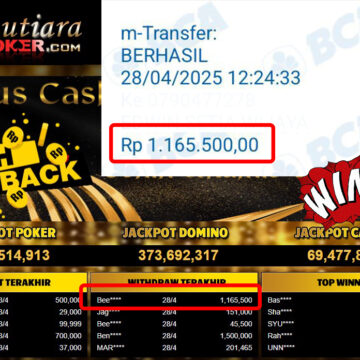 Bukti Withdraw (1,165,500,-) Member Setia Mutiarapoker