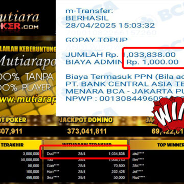 Bukti Withdraw (1,034,838,-) Member Setia Mutiarapoker