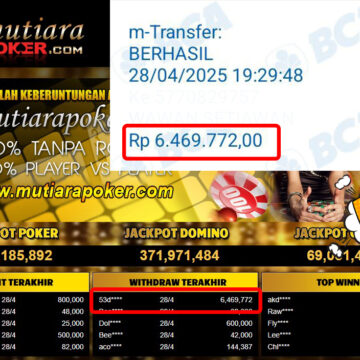Bukti Withdraw (6,469,772,-) Member Setia Mutiarapoker