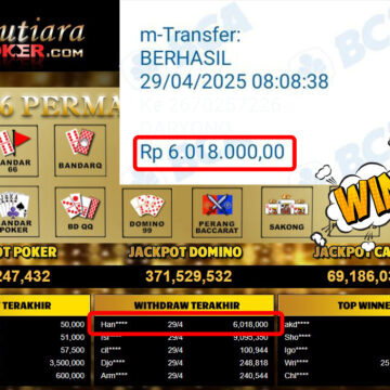Bukti Withdraw (6,018,000,-) Member Setia Mutiarapoker