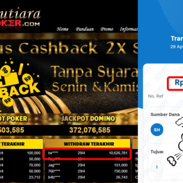 Bukti Withdraw (10,626,781,-) Member Setia Mutiarapoker