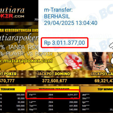 Bukti Withdraw (3,011,377,-) Member Setia Mutiarapoker