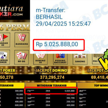 Bukti Withdraw (5,025,888,-) Member Setia Mutiarapoker