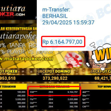 Bukti Withdraw (6,164,797,-) Member Setia Mutiarapoker