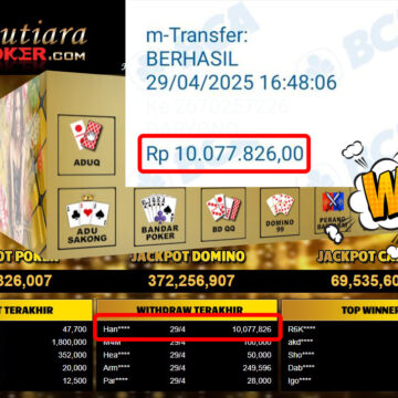 Bukti Withdraw (10,077,826,-) Member Setia Mutiarapoker