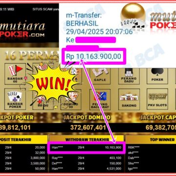 Bukti Withdraw (10,163,900,-) Member Setia Mutiarapoker