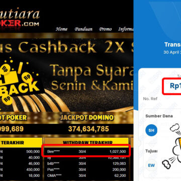 Bukti Withdraw (1,027,500,-) Member Setia Mutiarapoker