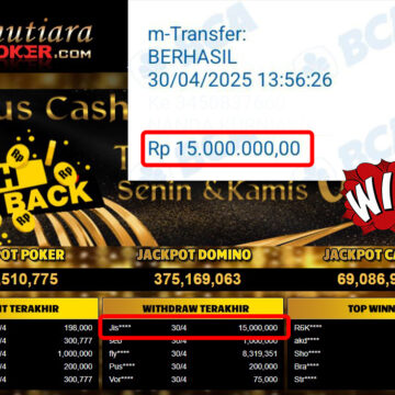 Bukti Withdraw (15,000,000,-) Member Setia Mutiarapoker