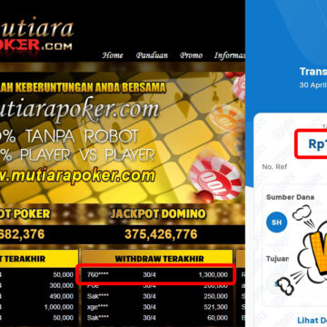 Bukti Withdraw (1,300,000,-) Member Setia Mutiarapoker