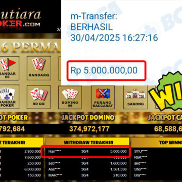 Bukti Withdraw (5,000,000,-) Member Setia Mutiarapoker