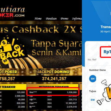 Bukti Withdraw (1,038,000,-) Member Setia Mutiarapoker