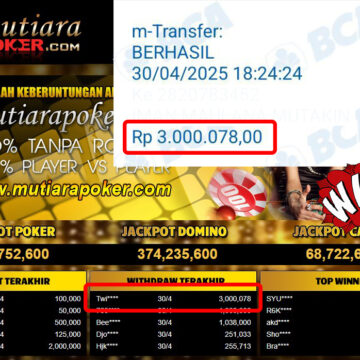 Bukti Withdraw (3,000,078,-) Member Setia Mutiarapoker