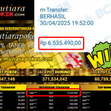 Bukti Withdraw (6,535,490,-) Member Setia Mutiarapoker
