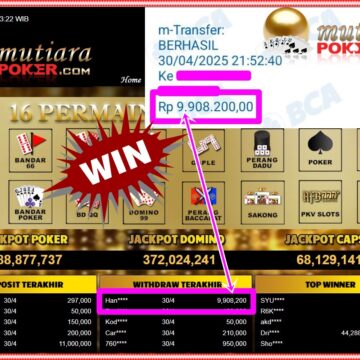 Bukti Withdraw (9,908,200,-) Member Setia Mutiarapoker