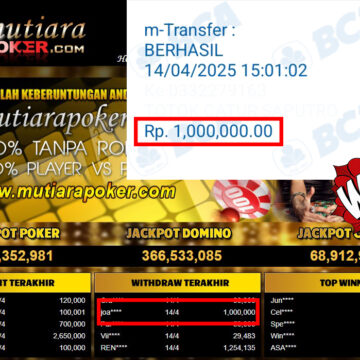 Bukti Withdraw (1,000,000,-) Member Setia Mutiarapoker