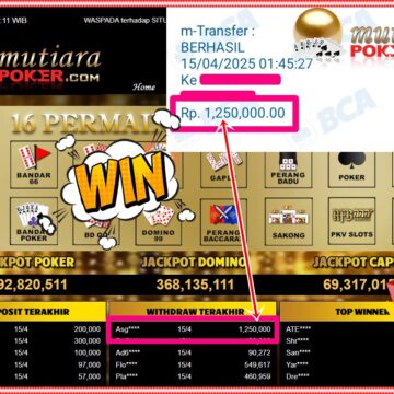 Bukti Withdraw ( 1,250,000,-) Member Setia Mutiarapoker