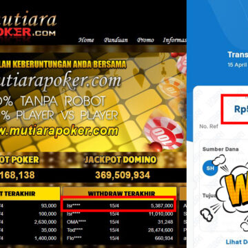 Bukti Withdraw (5,387,000,-) Member Setia Mutiarapoker