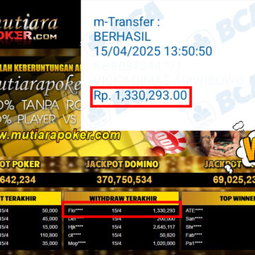 Bukti Withdraw (1,330,293,-) Member Setia Mutiarapoker