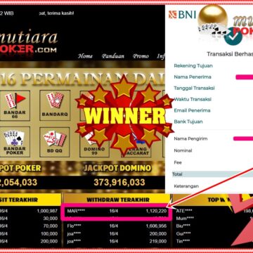 Bukti Withdraw ( 1,120,220,-) Member Setia Mutiarapoker
