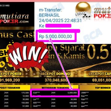 Bukti Withdraw (5,000,000,-) Member Setia Mutiarapoker