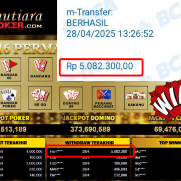Bukti Withdraw (5,082,300,-) Member Setia Mutiarapoker