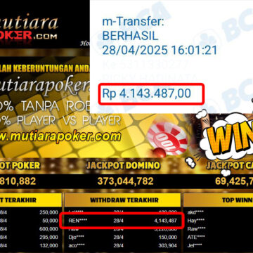 Bukti Withdraw (4,143,487,-) Member Setia Mutiarapoker