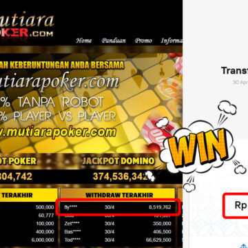 Bukti Withdraw (8,519,762,-) Member Setia Mutiarapoker