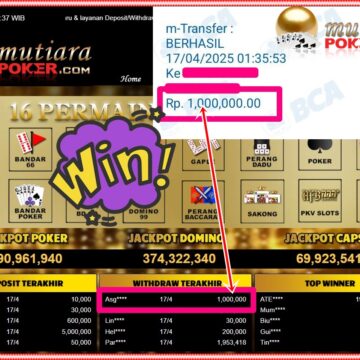 Bukti Withdraw ( 1,000,000,-) Member Setia Mutiarapoker