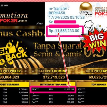 Bukti Withdraw ( 11,553,233,-) Member Setia Mutiarapoker