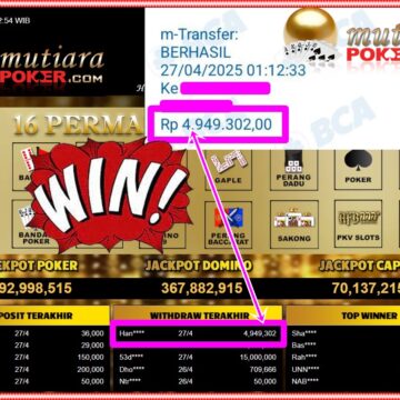 Bukti Withdraw (4,949,302,-) Member Setia Mutiarapoker