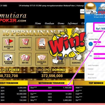 Bukti Withdraw (1,169,000,-) Member Setia Mutiarapoker
