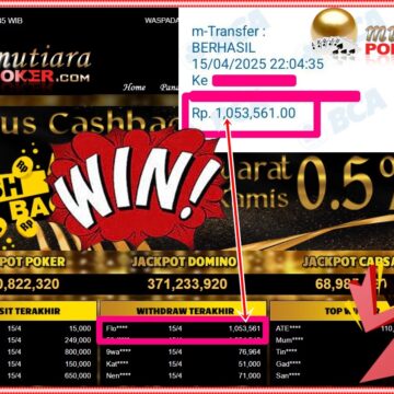 Bukti Withdraw ( 1,053,561,-) Member Setia Mutiarapoker