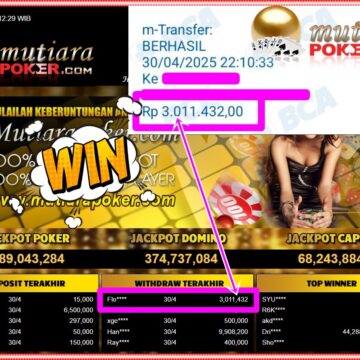 Bukti Withdraw (3,011,432,-) Member Setia Mutiarapoker