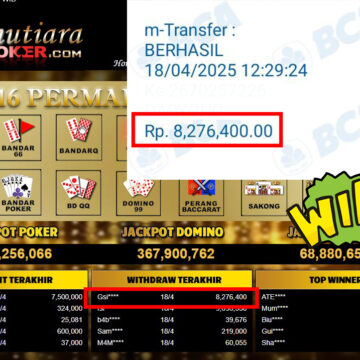 Bukti Withdraw (8,276,400,-) Member Setia Mutiarapoker