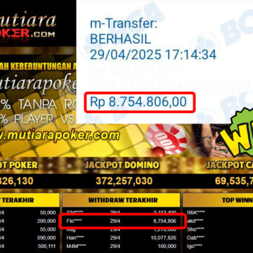 Bukti Withdraw (8,754,806,-) Member Setia Mutiarapoker