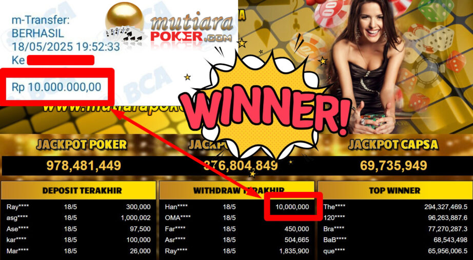 Bukti Withdraw ( 10.000.000,- ) Member Setia Mutiarapoker