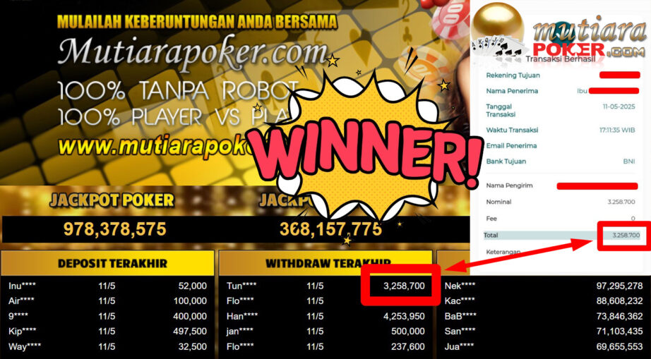 Bukti Withdraw ( 3.258.700,- ) Member Setia Mutiarapoker