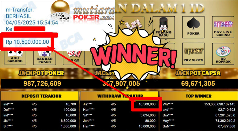 Bukti Withdraw ( 10.500.000,-) Member Setia Mutiarapoker