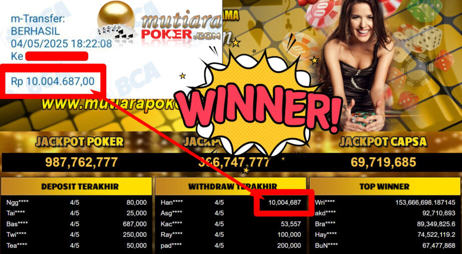 Bukti Withdraw ( 10.004.687,-) Member Setia Mutiarapoker