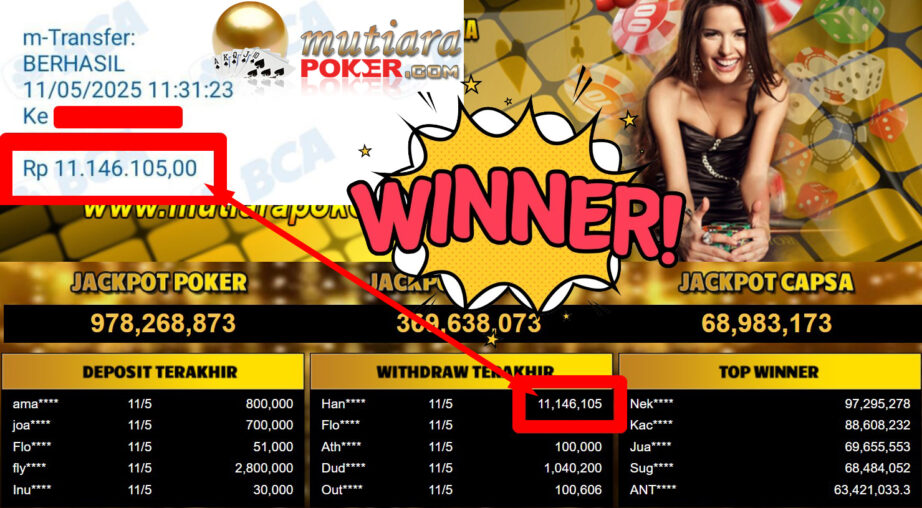 Bukti Withdraw ( 11.146.105,- ) Member Setia Mutiarapoker