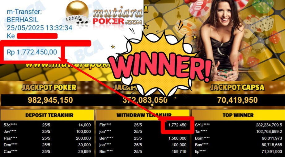 Bukti Withdraw ( 1.772.450,- ) Member Setia Mutiarapoker