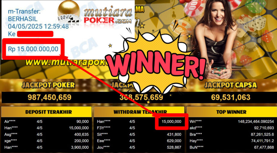 Bukti Withdraw ( 15.000.000,-) Member Setia Mutiarapoker