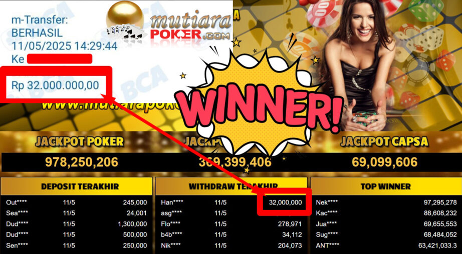 Bukti Withdraw ( 32.000.000,- ) Member Setia Mutiarapoker