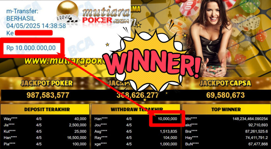 Bukti Withdraw ( 10.000.000,-) Member Setia Mutiarapoker